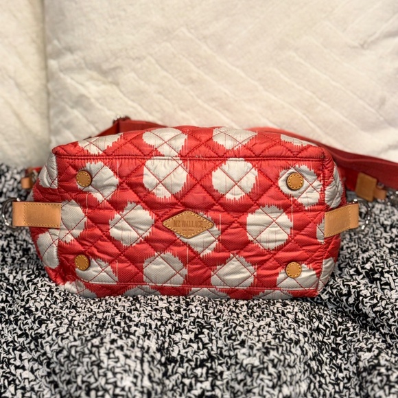 MZ Wallace Coral Polka Dot Medium Sutton Quilted Tote Bag Print w/STRAP RARE HTF - Picture 6 of 13